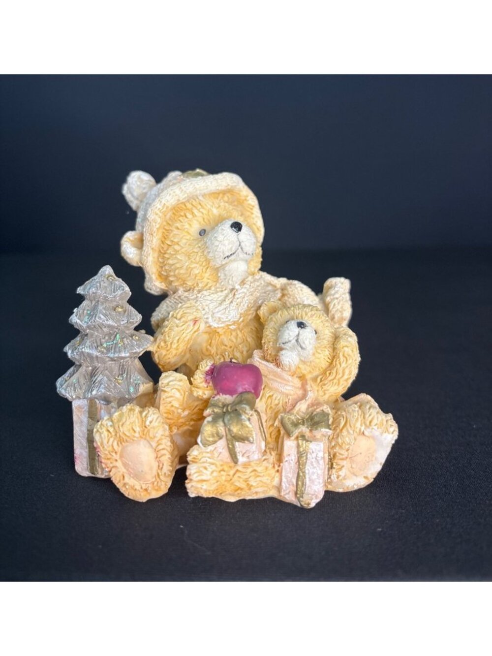 Momma Bear Cub Bear Christmas Tree Teddy Bear Figurine Apple Tree Holiday Decor